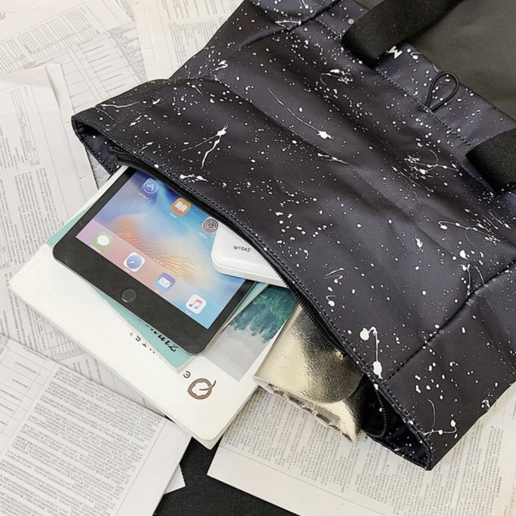 Cặp đi học nam nữ cuốn miệng vải Oxford cỡ lớn đựng vừa laptop đi du lịch, đi chơi có 2 màu đen, trắng BL05