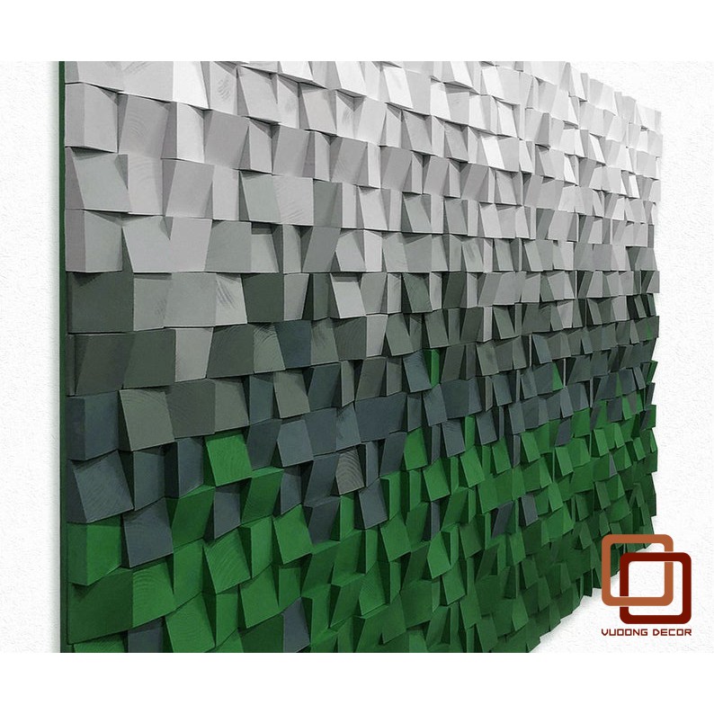 [Mã LIFEXANH03 giảm 10% đơn 500K] Tranh gỗ trang trí 3D tone XANH CÁ TÍNH (Wood mosaic) - (KÍCH THƯỚC 40X60, 60X80cm)