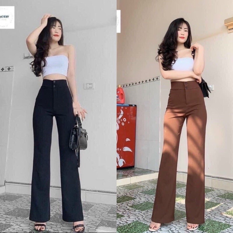 Quần tây ống loe lưng siêu cao (123)(si)