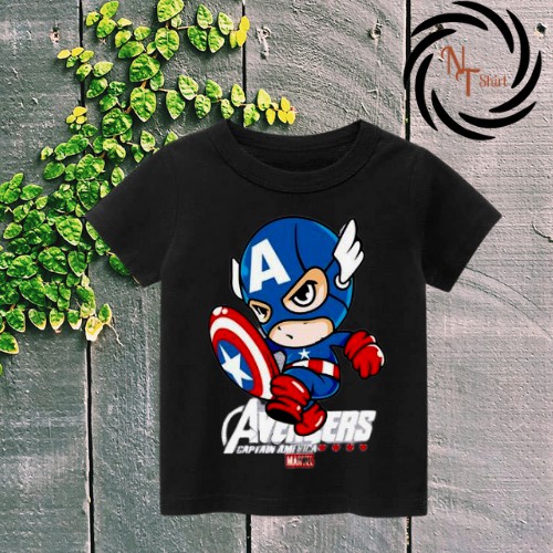 Áo phông bé trai in hình 𝐌𝐚𝐫𝐯𝐞𝐥 𝐂𝐚𝐩𝐭𝐚𝐢𝐧 𝐀𝐦𝐞𝐫𝐢𝐜𝐚, Áo cotton xuất xịn mặc thoải mái NTShirt