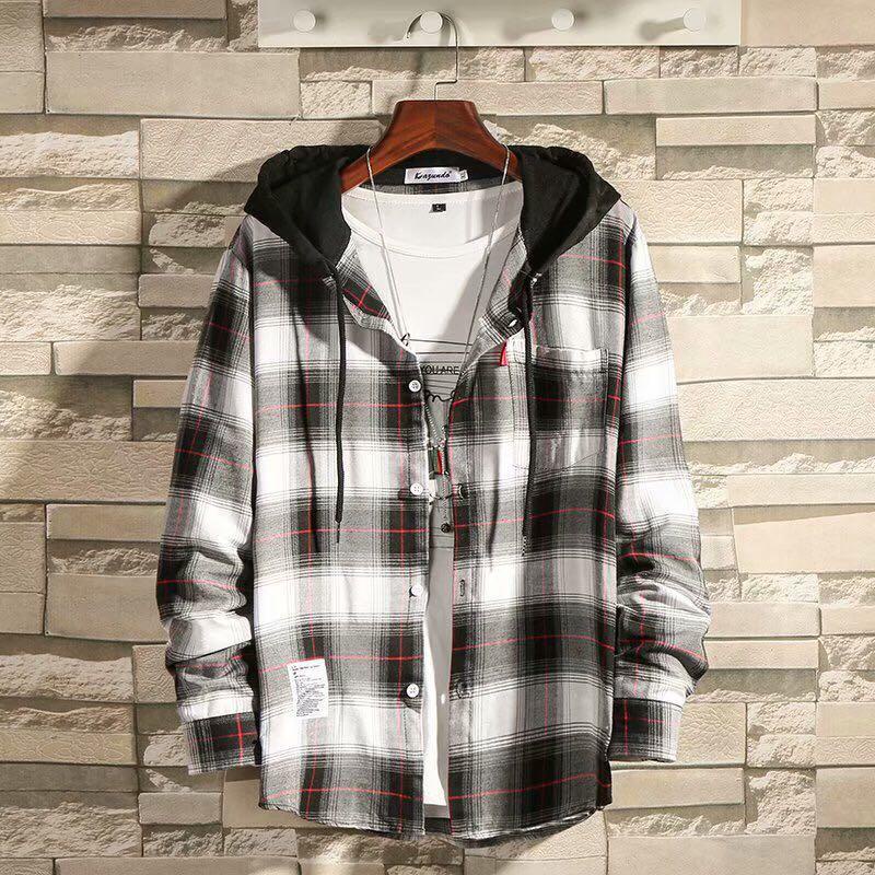 Áo Khoác Có Nón Dáng Rộng Họa Tiết Sọc Caro Thời Trang Cho Nam Và Nữ