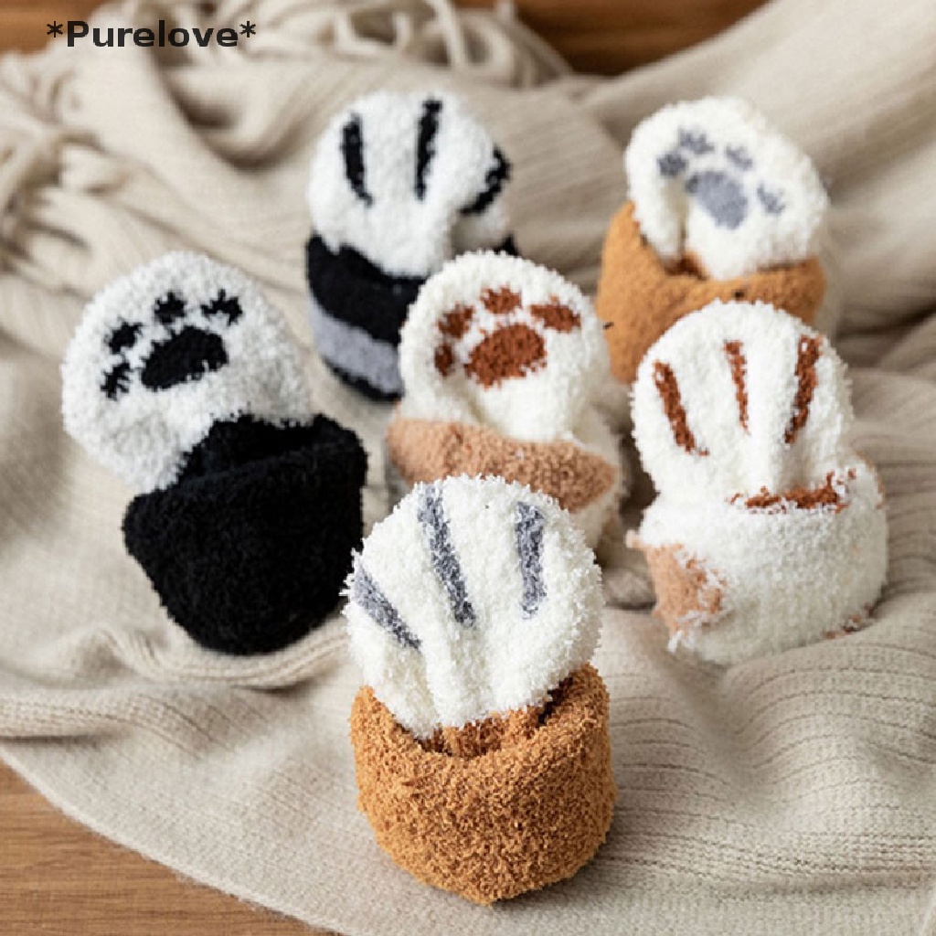 Vớ Cotton Pha Dày Dặn Ấm Áp Thiết Kế Móng Vuốt Mèo Mới Lạ Cho Nữ