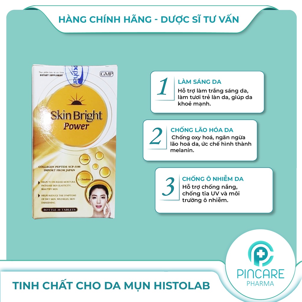 Viên uống trắng da, chống lão hoá Skin Bright Power (Hộp 30 viên) - Hàng chính hãng - Nhà thuốc Pincare