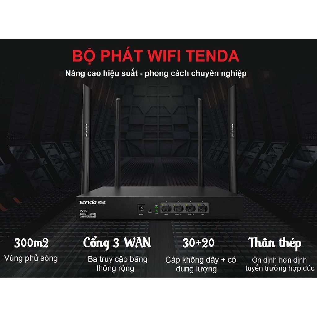 Bộ phát WIFI Tenda W15e -W18e- W20E ac1200Mps mạng doanh nghiệp 50 user - vùng phủ sóng 300m2 - Hàng nhập khẩu