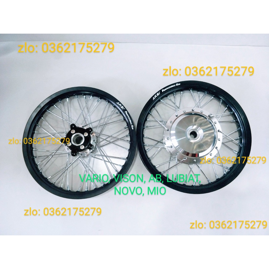 CẶP BÁNH CĂM VARIO .VISON .AB .LUBIAT.NOVO.MIO NIỀN NHÔM AKEI 1.4 1.6,14 IN GẮN VỪA NHƯ ZIN K CẦN CHẾ GÌ HẾT