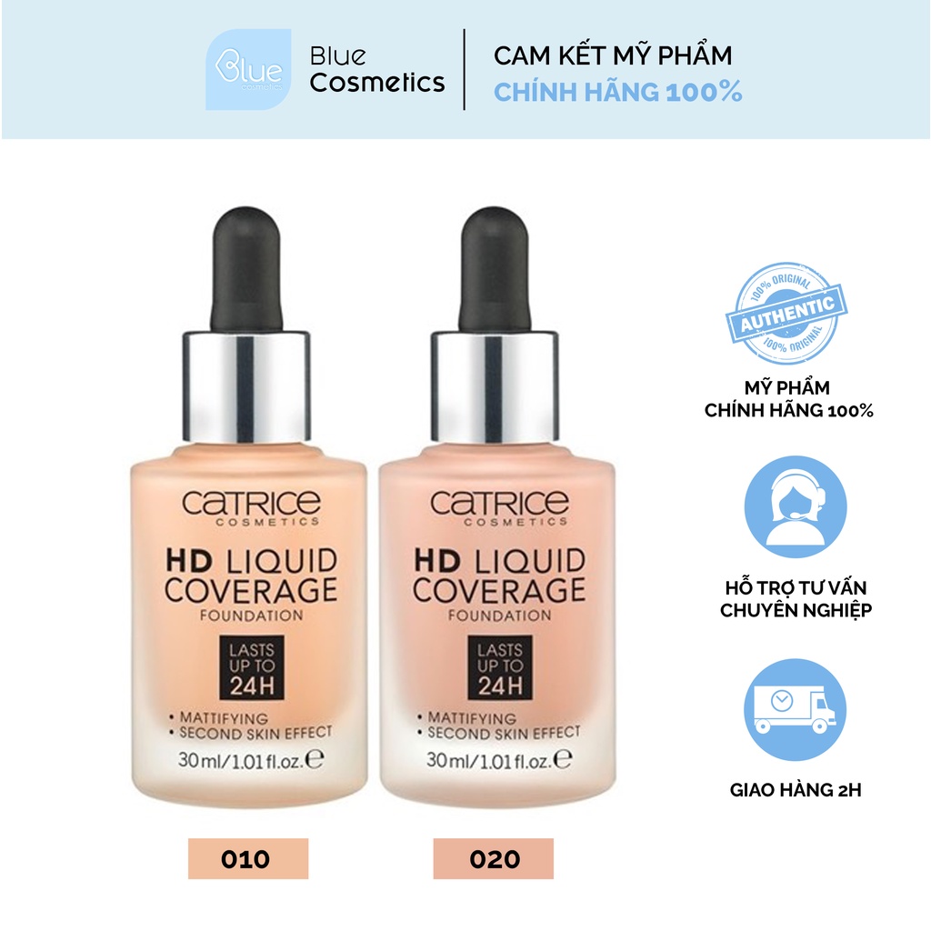 Kem nền CATRICE HD LIQUID COVERAGE FOUNDATION đủ tone