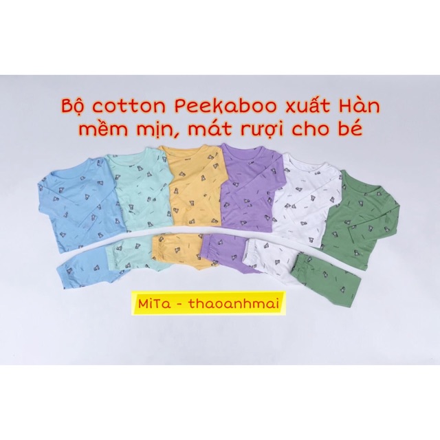 [PEEKABOO XUẤT HÀN] Bộ dài tay cho bé vải cotton thun lạnh MỀM MỊN MÁT - Quần áo trẻ em PEEKABOO LOẠ
