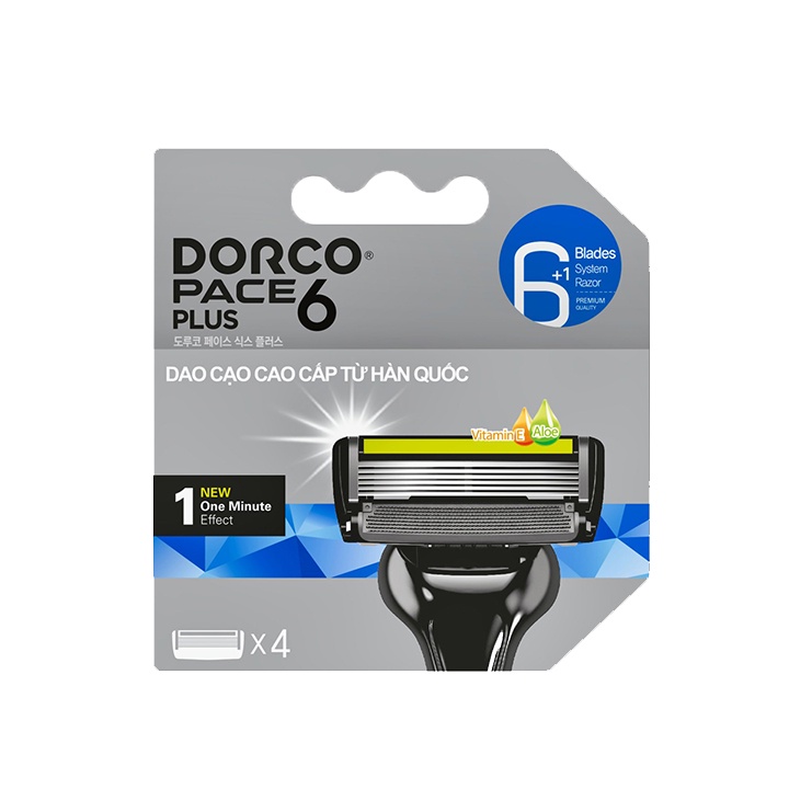 Combo Dao Cạo Và Vỉ 04 Đầu Cạo Râu 6 Lưỡi DORCO Pace 6 Plus - K2V Shop