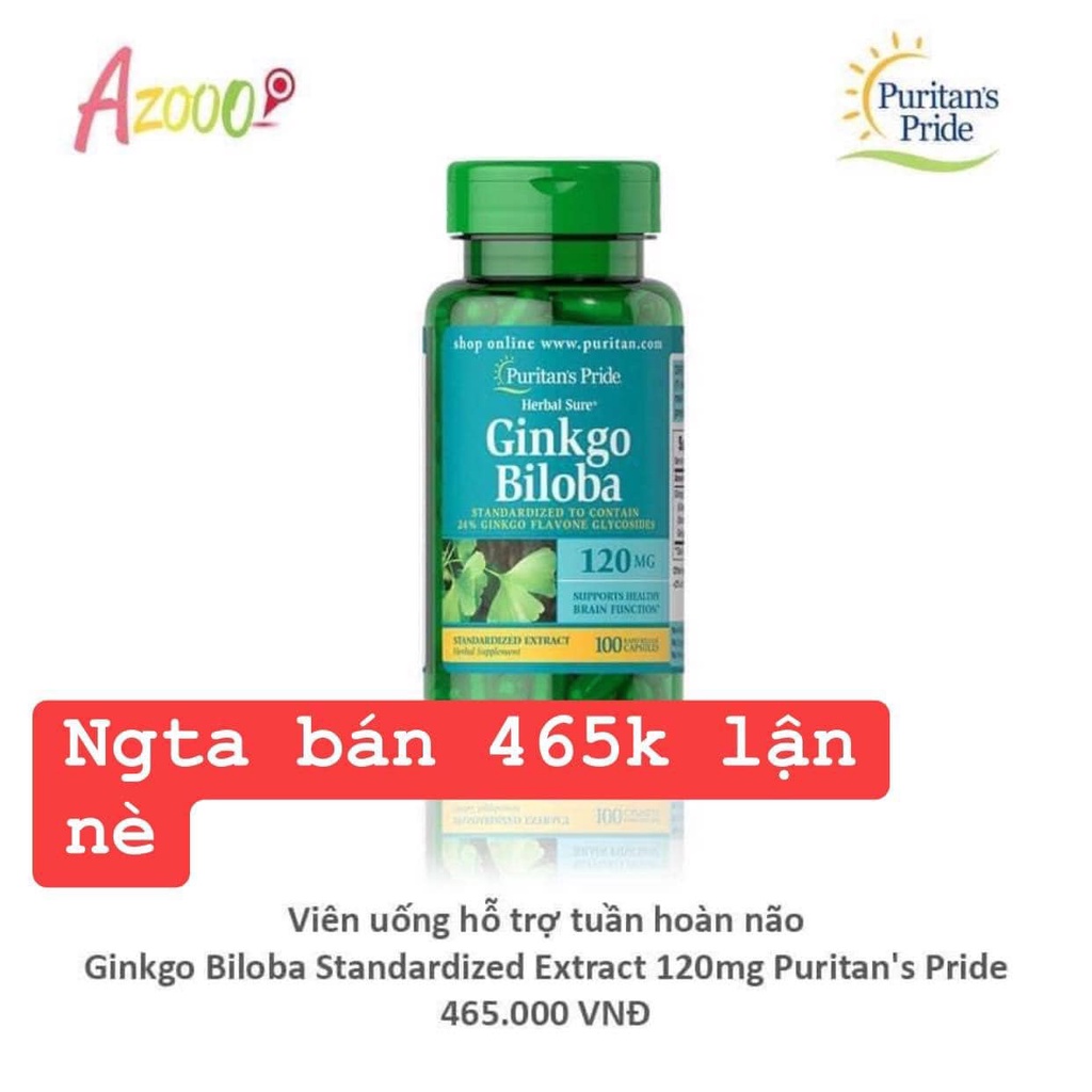 Viên uống tuần hoàn não ,bổ não Ginkgo Biloba 120 mg- 100 viên