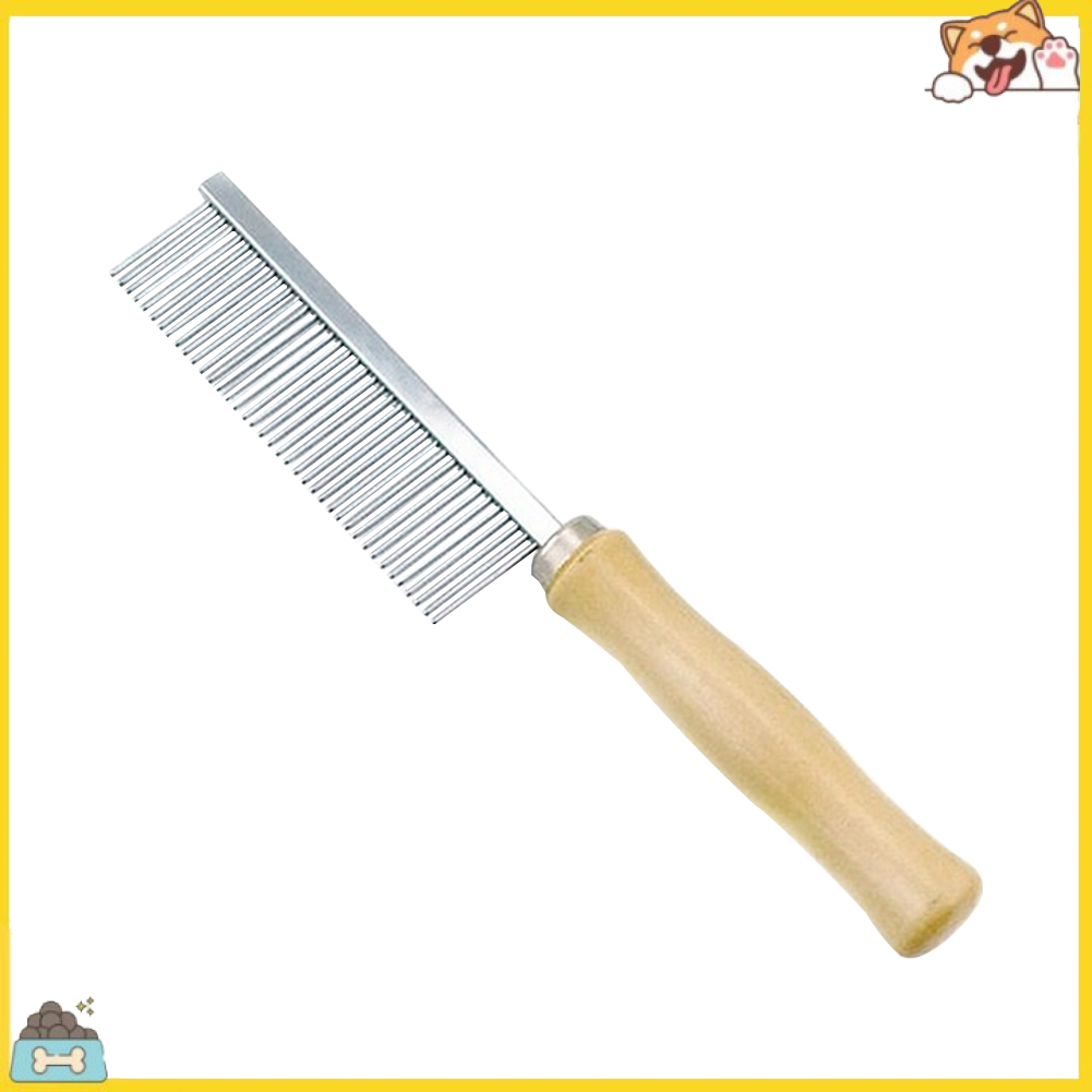 Lược chải lông cho thú cưng bằng thép không gỉ cán gỗ làm sạch răng