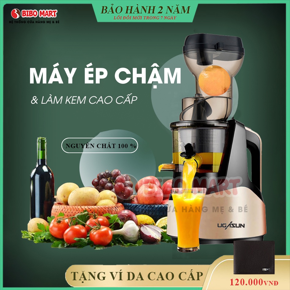 Máy ép chậm hoa quả thực phẩm, tích hợp làm kem hàng nội địa cao cấp thiết kế nhọ gọn, sang trọng ép 100% nguyên chất