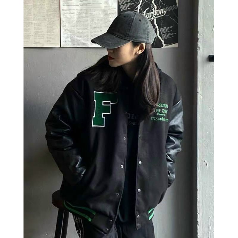 Áo khoác dù bomber unisex bóng chày form rộng Fashion nam nữ