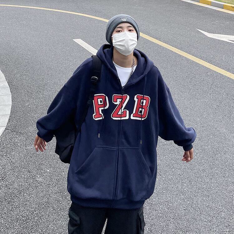 Áo Khoác Nỉ Ngoại Pzb PEONYB Unisex [FREESHIP] Hoodie zip form rộng tay bồng in chữ vintage kiểu dáng đường phố hàn quốc