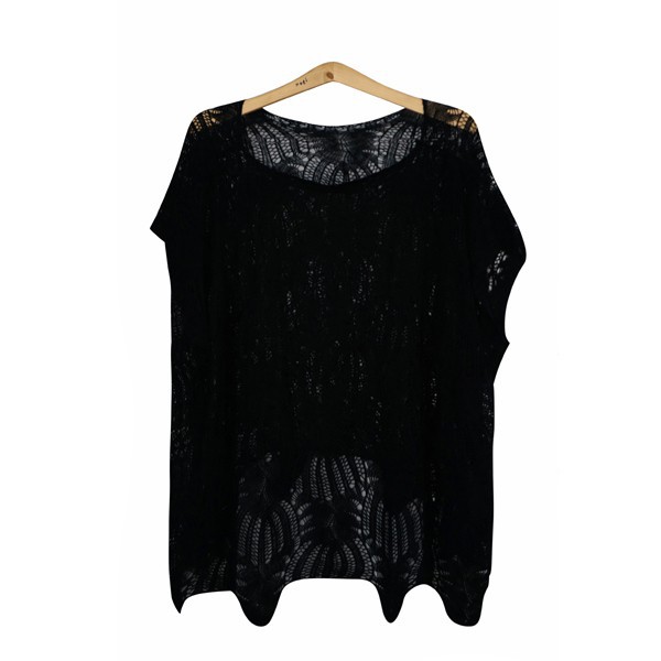 Áo len lưới from dài rộng họa tiết năm nhánh dịu dàng | BigBuy360 - bigbuy360.vn