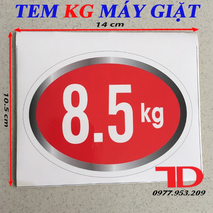 Tem KG Dán Máy Giặt Loại 8.5KG