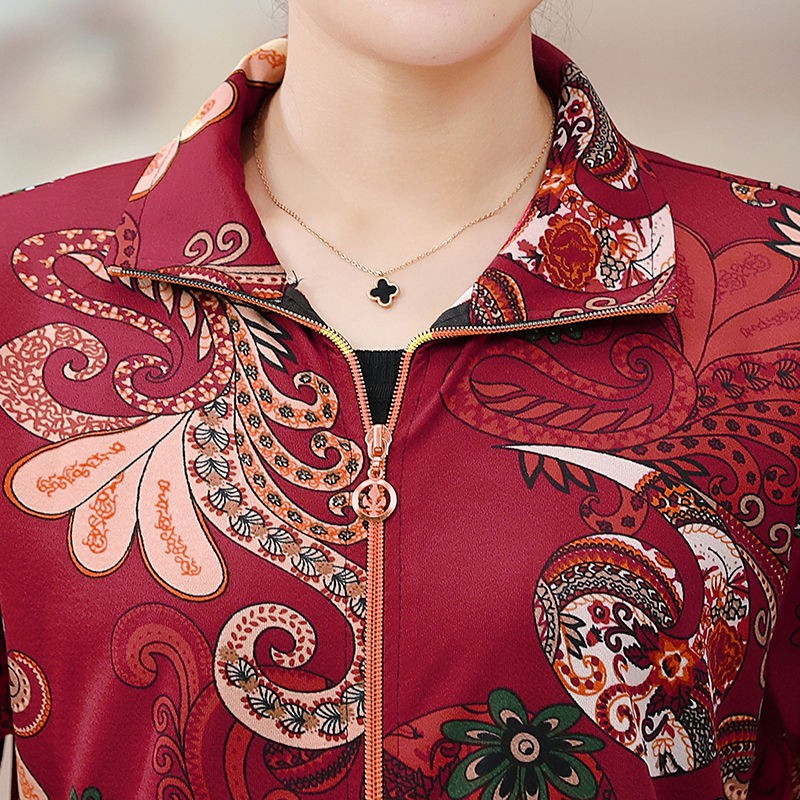 Thời trang trung niênஐ❏Trang phục cho mẹ Áo Jacket mùa thu dài tay dáng ngắn mẫu xuân khoác mỏng bà TRUNG NIÊN