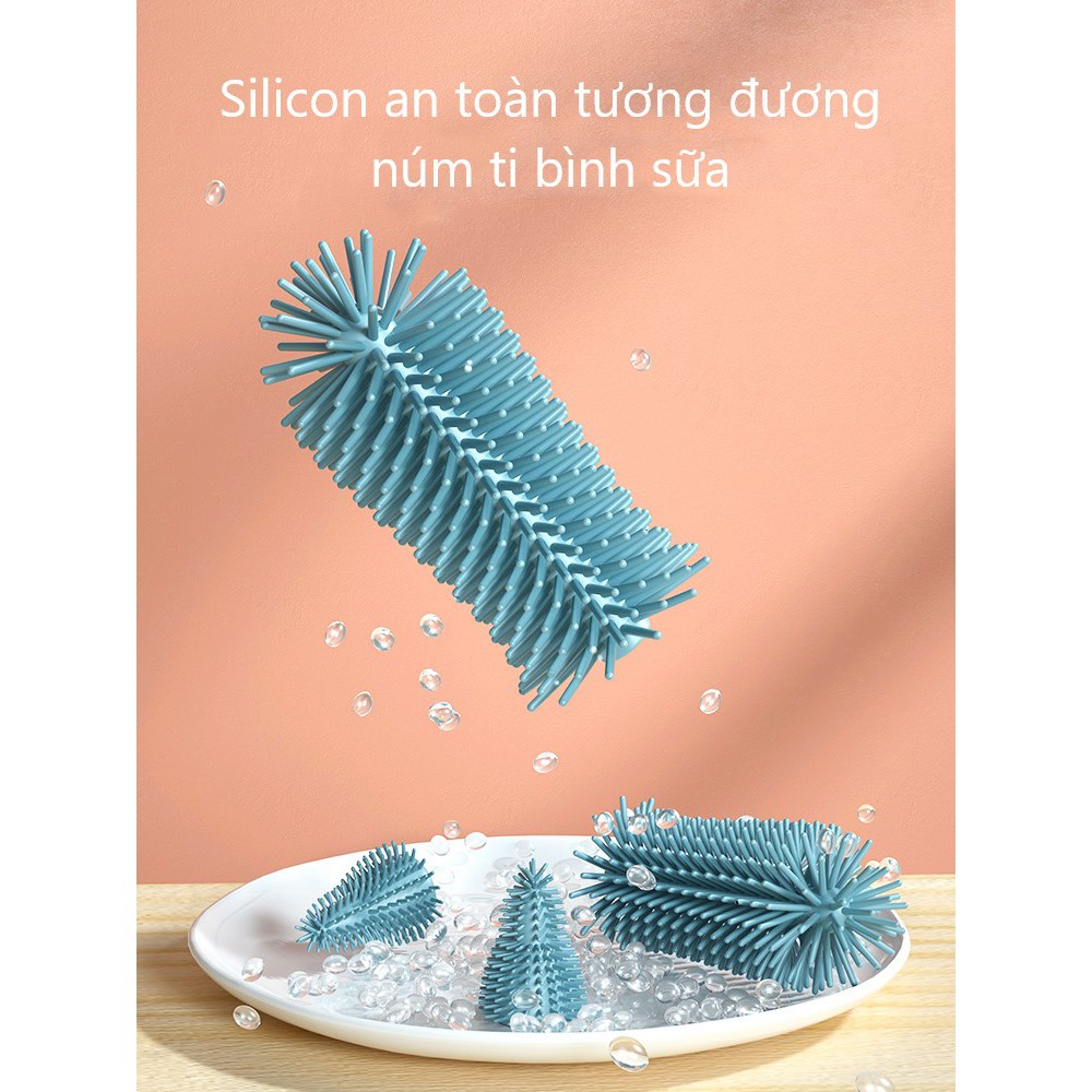 Cọ rửa bình sữa silicon 360 độ tiệt trùng bằng nước đun sôi