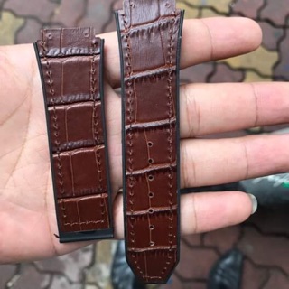 (Tặng tovit thay dây)Dây đồng hồ Hublot lót da nâu size 19-25-22 ảnh thật 100%
