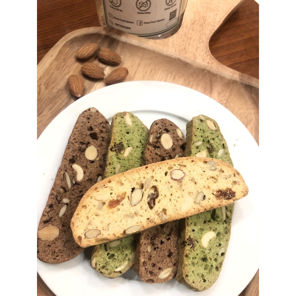 Bánh biscotti nguyên cám không đường vị matcha - ăn kiêng, giảm cân, cho người tiểu đường - Home Food