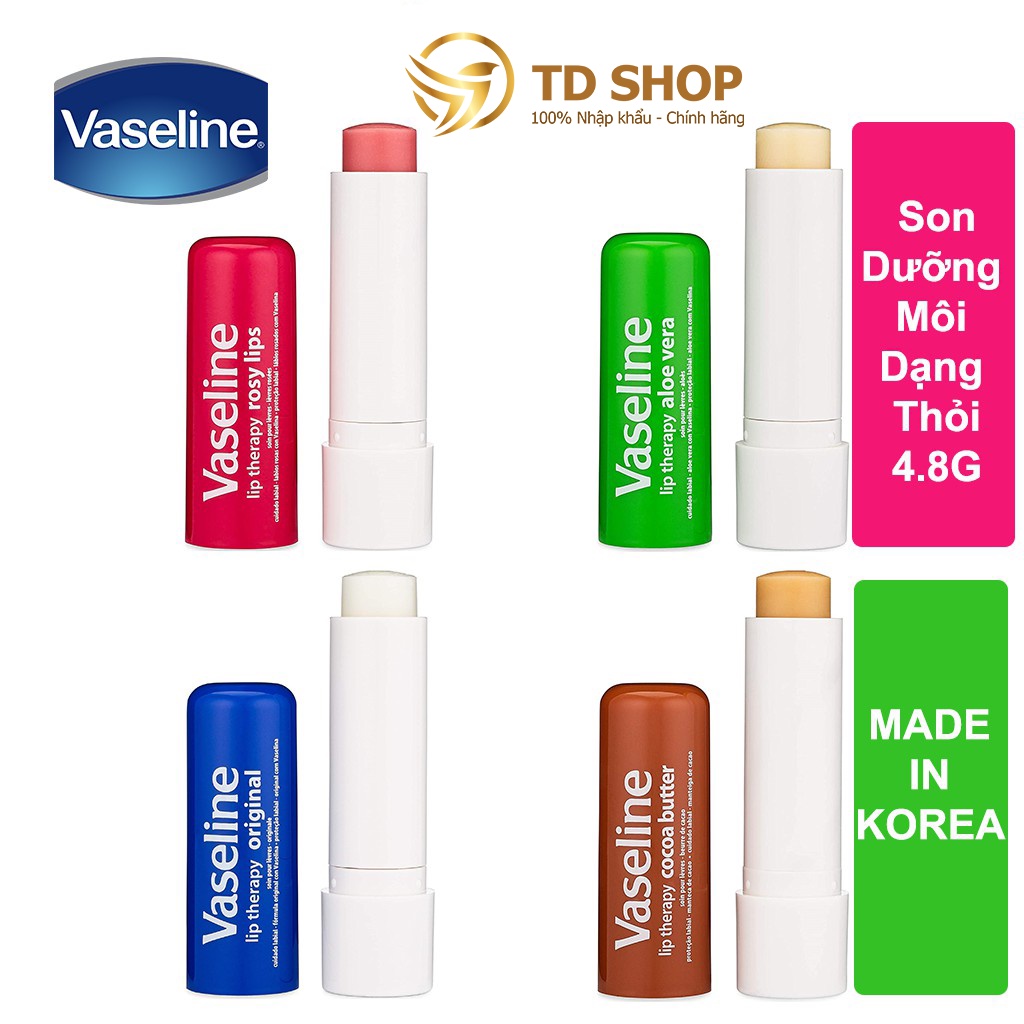 [NK HQ] Son Dưỡng Môi Vaseline Origianl I Cocoa butter I Aloe Vera I  Rosy lips Dạng Thỏi 4.8g - TD Shop