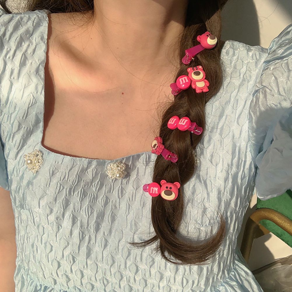 Kẹp tóc SKJK bằng acrylic thiết kế gấu dâu hoạt hình đáng yêu phong cách Hàn Quốc cho nữ
