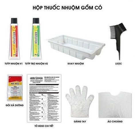 Nhuộm phủ bạc Thảo dược Ami Seven, nhuộm nhanh 7 phút, mùi hương dễ chịu l