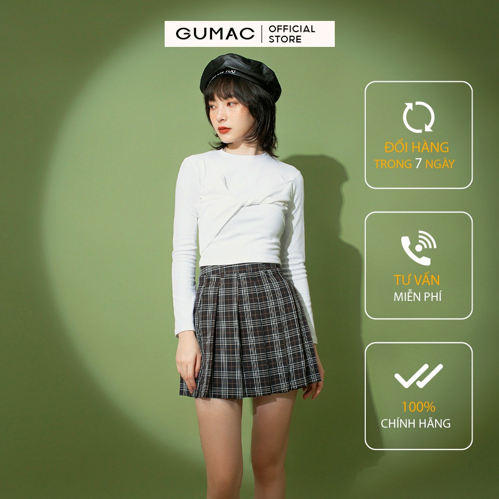 [Mã WABR2711 giảm 10% đơn 250K] Chân váy nữ xếp ly GUMAC phong cách năng động, trẻ trung VB1128