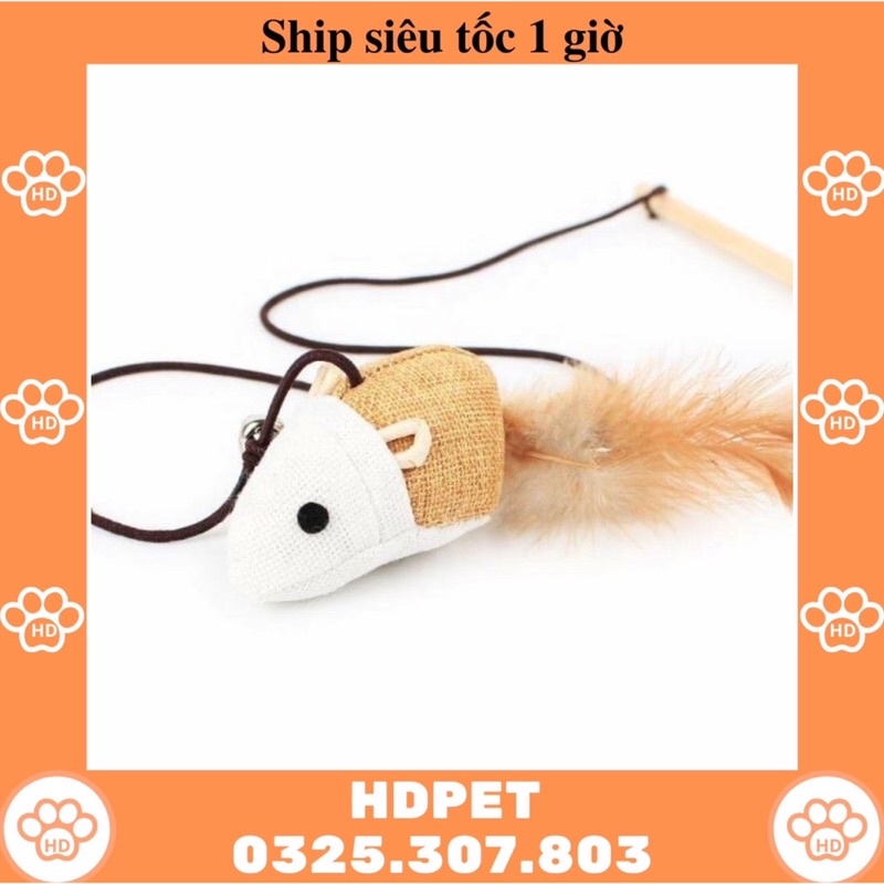 Đồ chơi cần câu gỗ cho mèo