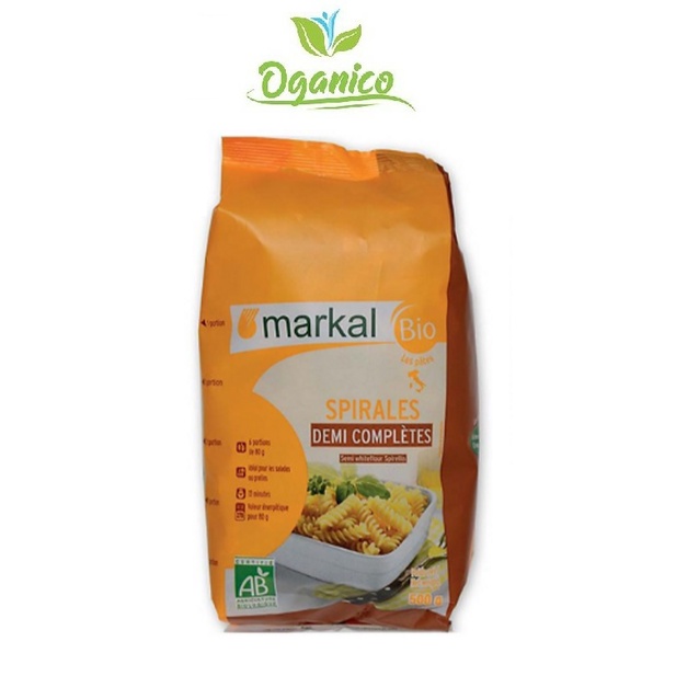 Mì xoắn bán lứt Pháp hữu cơ Markal 500 gr
