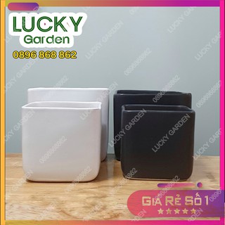 Chậu Men Sứ Hình Vuông Size Lớn Và Nhỏ - Chậu Gốm Sứ Bát Tràng Trồng Cây Cảnh Mini, Cây Để Bàn