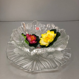 Bát thả hoa thủy tinh có đế ( tặng kèm 2 hoa thả ngẫu nhiên )