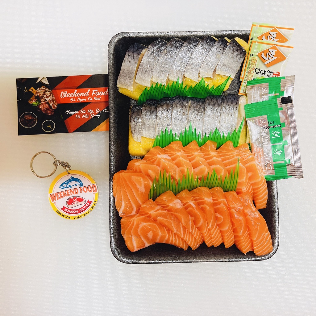 [GIAO HỎA TỐC TPHCM] Sashimi Set Cá Hồi - Cá Trích - Sò Đỏ - Bạch Tuộc kèm nước chấm và đồ ăn kèm [CHUẨN VỊ NHÀ HÀNG]