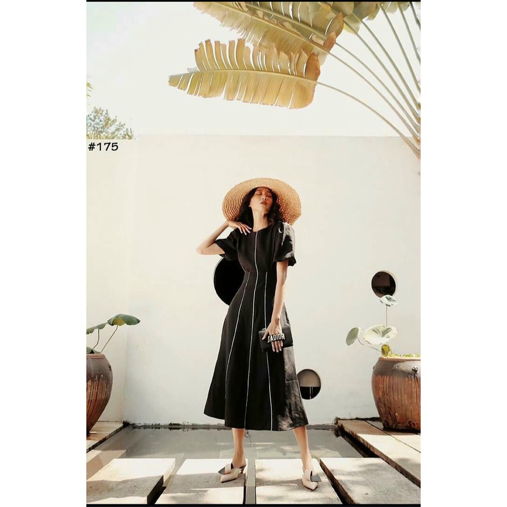 Đầm Dự Tiệc Đầm Thiết Kế Tay Bồng Chạy Viền Đẹp Hanaki HNK1006 | BigBuy360 - bigbuy360.vn