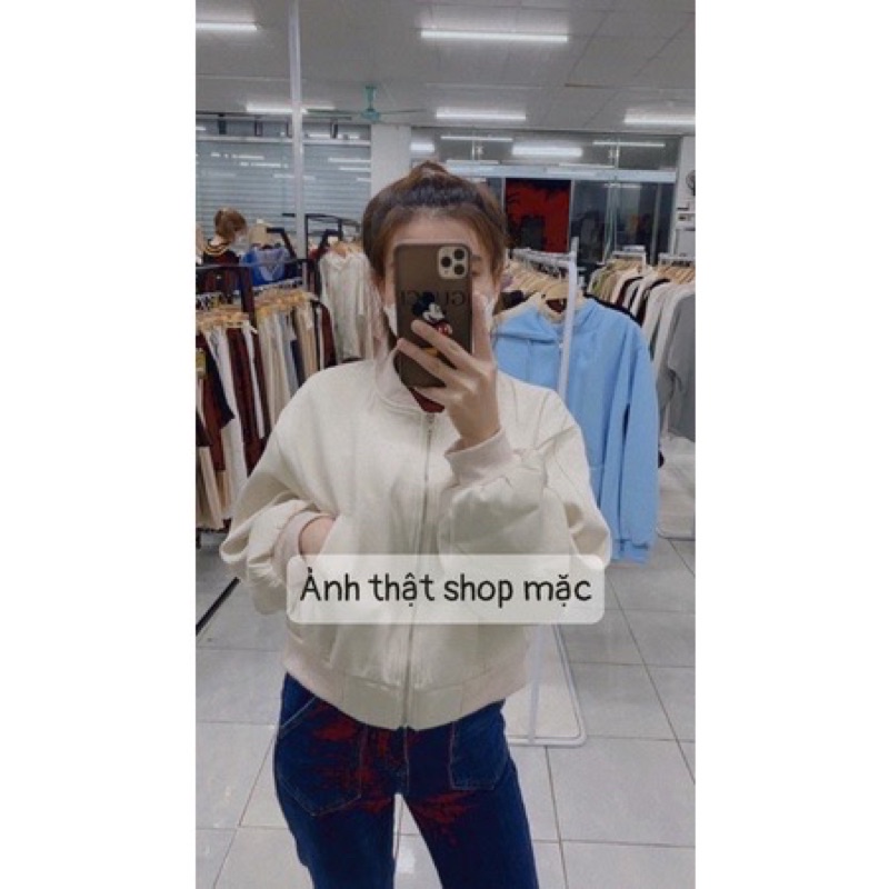 Áo bomber trơn croptop trơn-chất siêu đẹp hang qchau