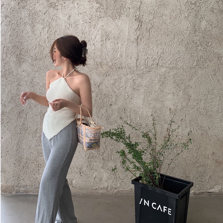 Áo dây IHKKE dệt kim quyến rũ phong cách Hàn Quốc thời trang mùa hè cho nữ