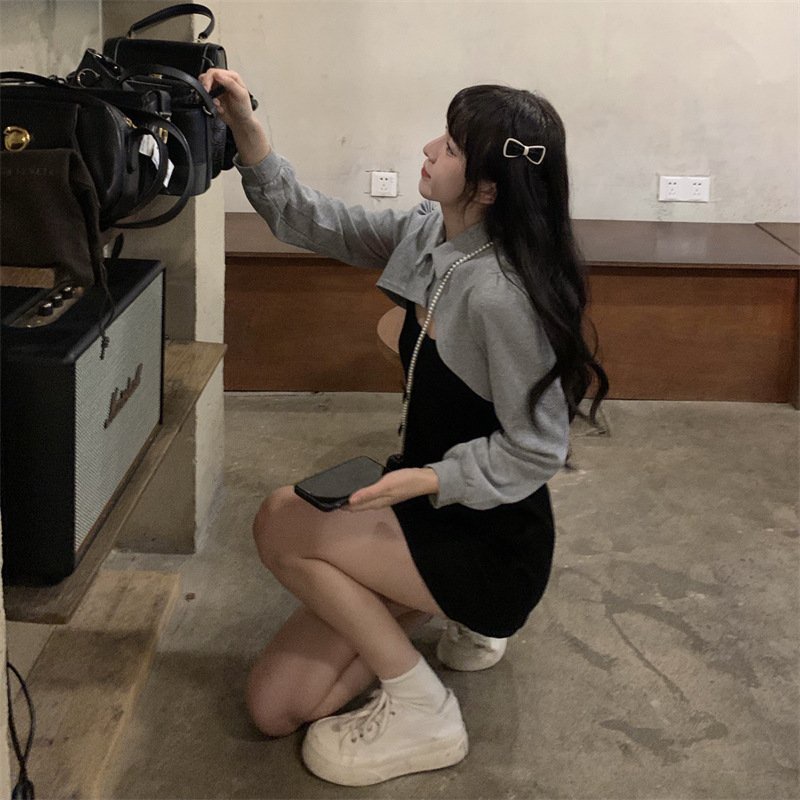 Set Váy Body Kèm Áo Polo Dài Tay 🦋 Bộ Váy Kèm Áo Thun Chất Da Cá 🦋