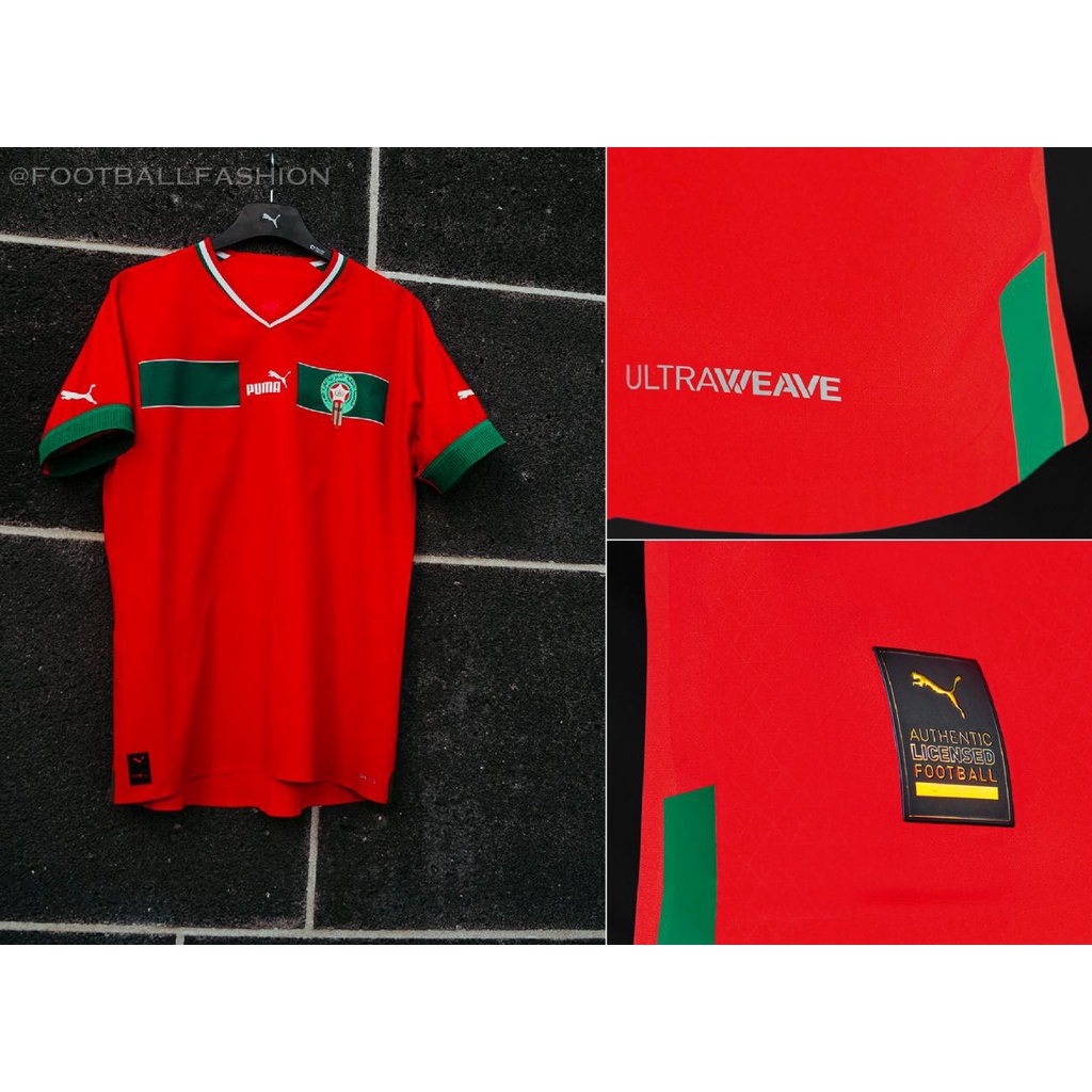 Áo Thun Số 22-23 Ma Rốc Cho Đội Tuyển Đá Banh s-2xl*