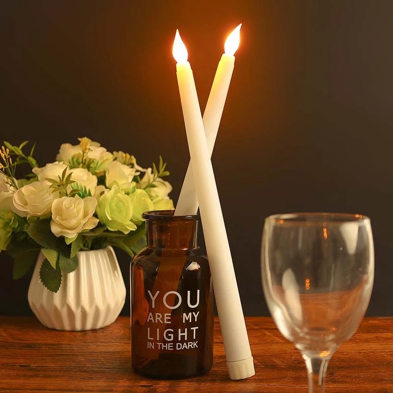 Đèn LED Hình Nến Không Lửa (Trắng Ấm) 2 * AA Sử Dụng Pin Trang Trí Giáng Sinh / Halloween