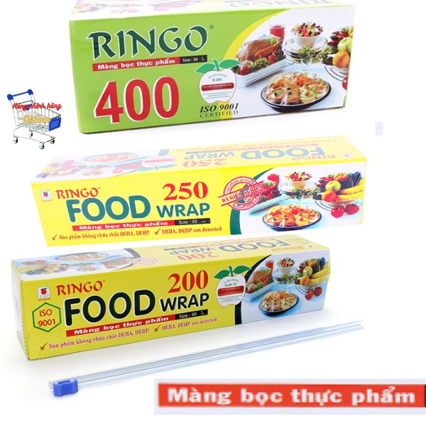 Màng bọc thực phẩm Ringo hộp R200/ R250/ R400/ R450 bảo quản thực phẩm vệ sinh,an toàn -có thanh cắt tiện lợi
