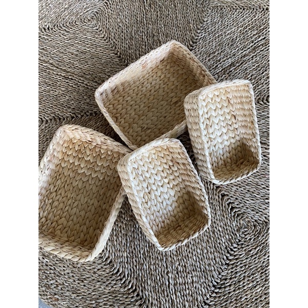 Khay lục bình ⚡ RẺ VÔ ĐỊCH ⚡ Set 2 chiếc giỏ lục bình dùng đựng đồ, trang trí decor, gia công tỉ mỉ chắc chắn
