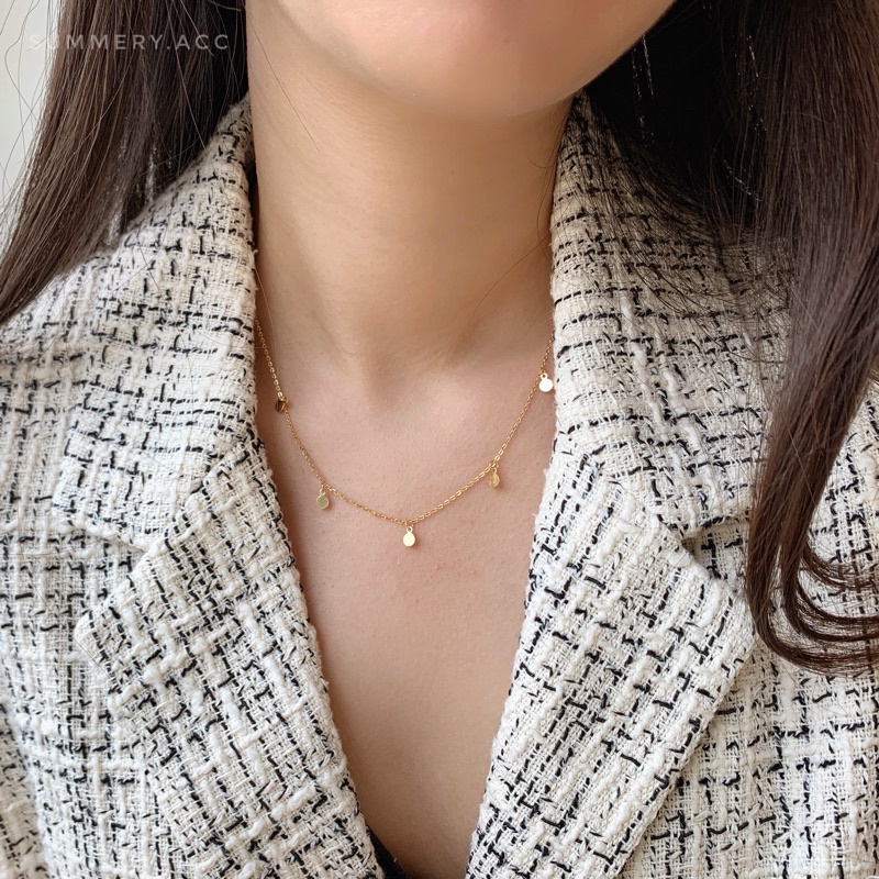 Vòng cổ bạc 925 SUMMERY chocker chuỗi tròn dây chuyền S925 mạ vàng