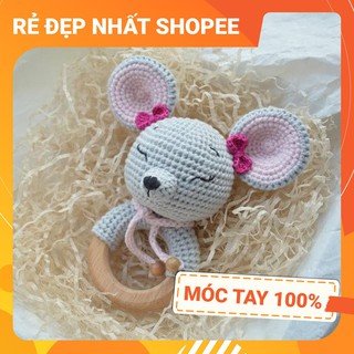 [FREESHIP + HANDMADE] Lục lạc cầm tay CHUỘT 2, móc tay 100% len chất lượng cao, an toàn tuyệt đối cho bé tập cầm nắm