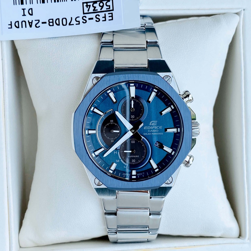 Đồng Hồ Nam Dây Thép Casio Edifice EFS-S570DB-2AUDF Chính Hãng - EFS-S570DB-2A Kính Sapphire - Pin Năng Lượng Mặt Trời