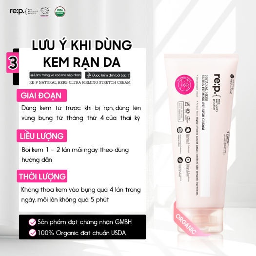 Kem Giảm Rạn Da, Làm Mờ Sẹo RE:P Natural Herb Ultra Firming Stretch Rep Cream 200ml