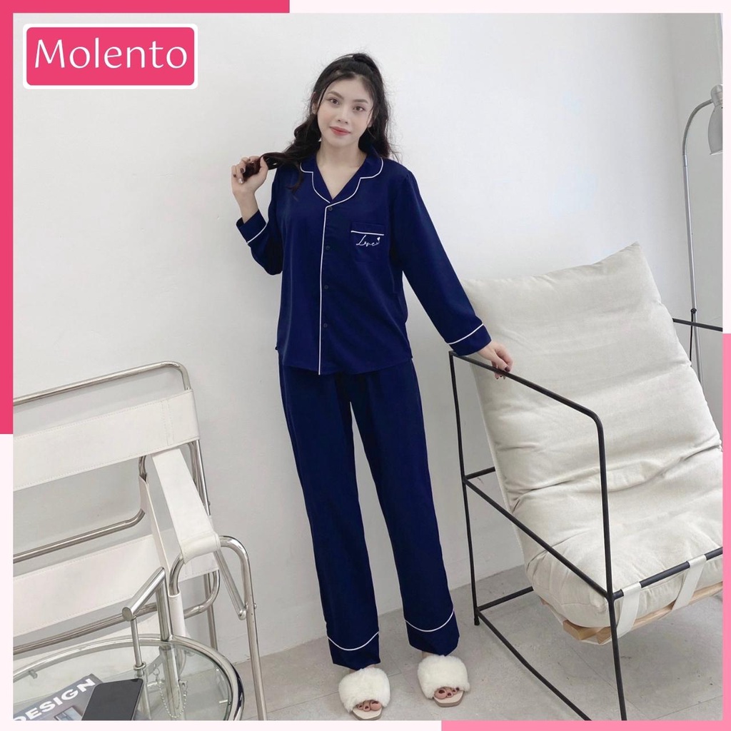 Bộ Pijama Lụa Dài Tay Ngủ Mặc Nhà Cao Cấp Nữ Lụa Mango Trơn Viền Bèo Thanh Lịch Màu Sắc Trẻ Trung Có Size Molento M48