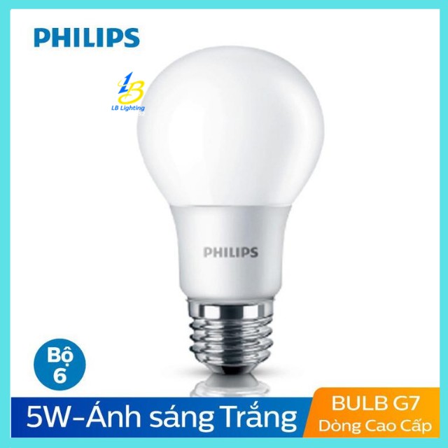 Bóng đèn led bulb búp 5W A60 E27 Philips chính hãng tiết kiệm điện, độ bền cao - Lê Bùi Lighting