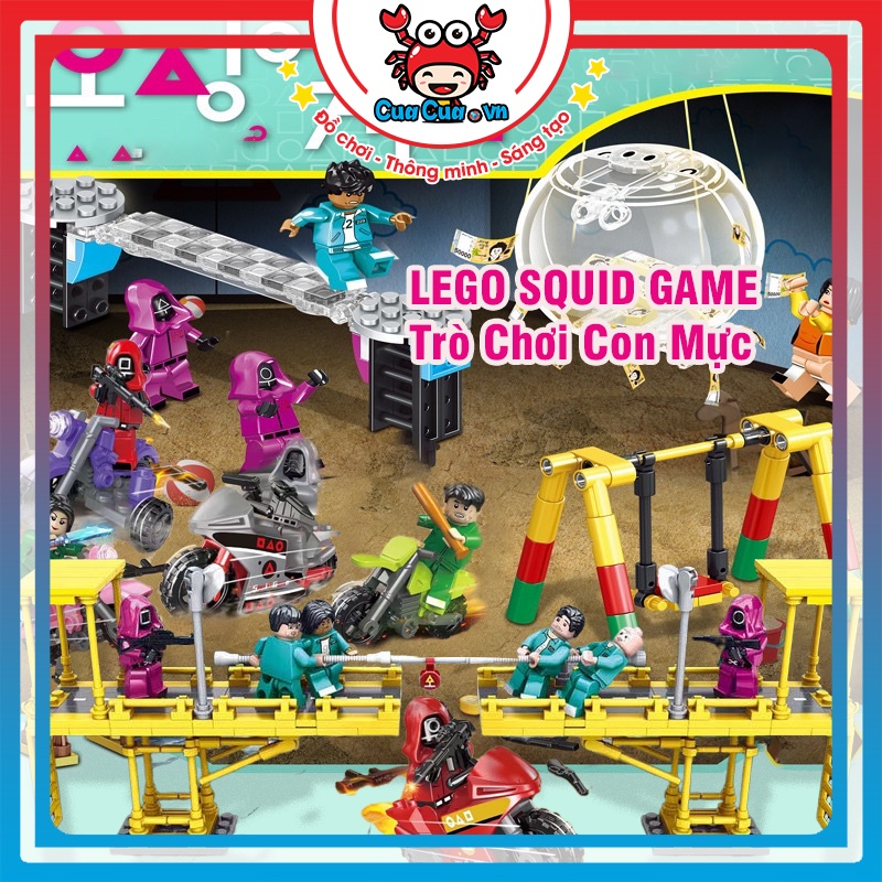 Lego squid game trò chơi con mực - bộ đồ chơi lego giá rẻ cho bé trai bé gái xếp hình nhân vật squid game