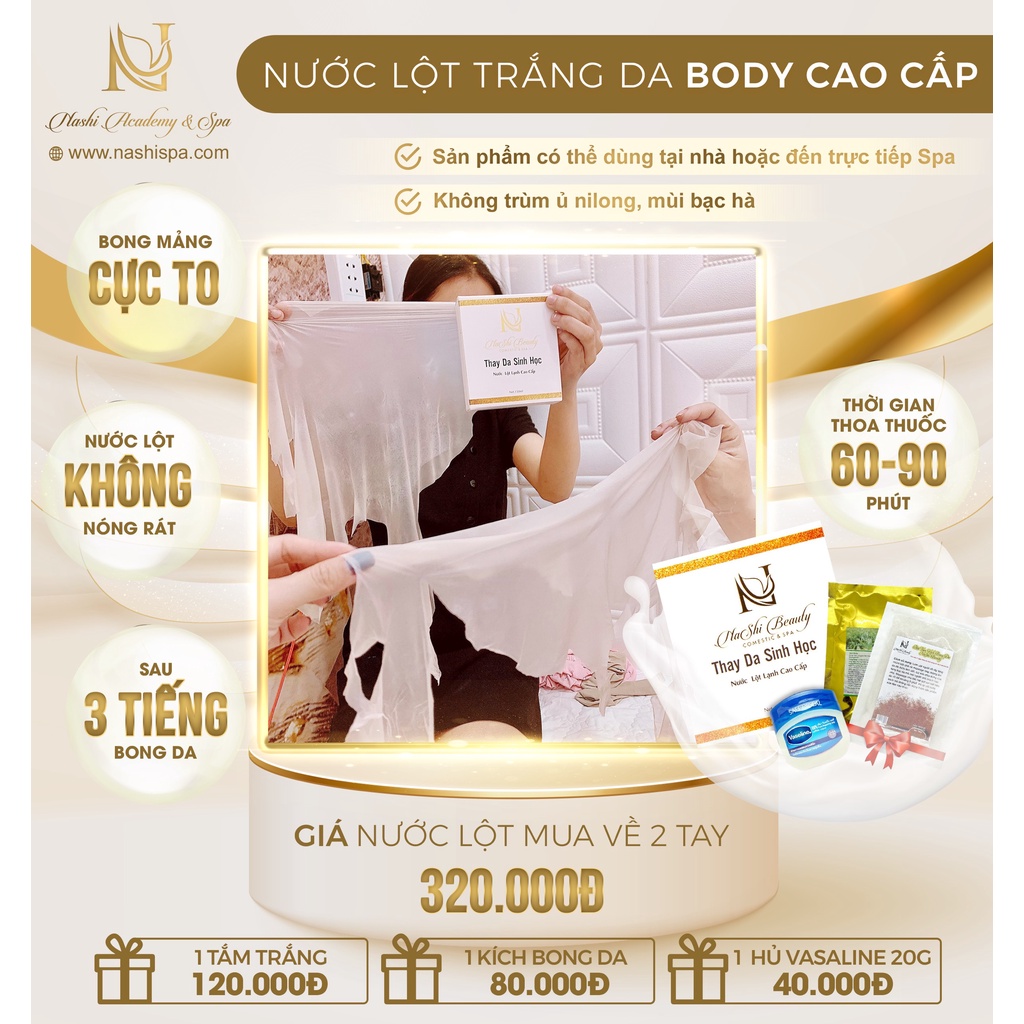Thay Da Sinh Học-Nước Lột Lạnh Cao Cấp NASHI ❤️ Tặng kèm tắm trắng + kích bong ❤️ ( SET 2 TAY )