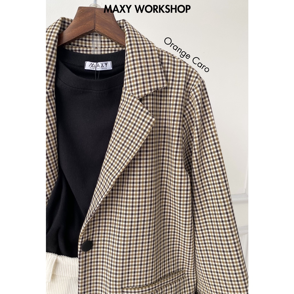Áo khoác blazer phong cách Hàn Quốc Caro Orange Blazer Maxy Workshop
