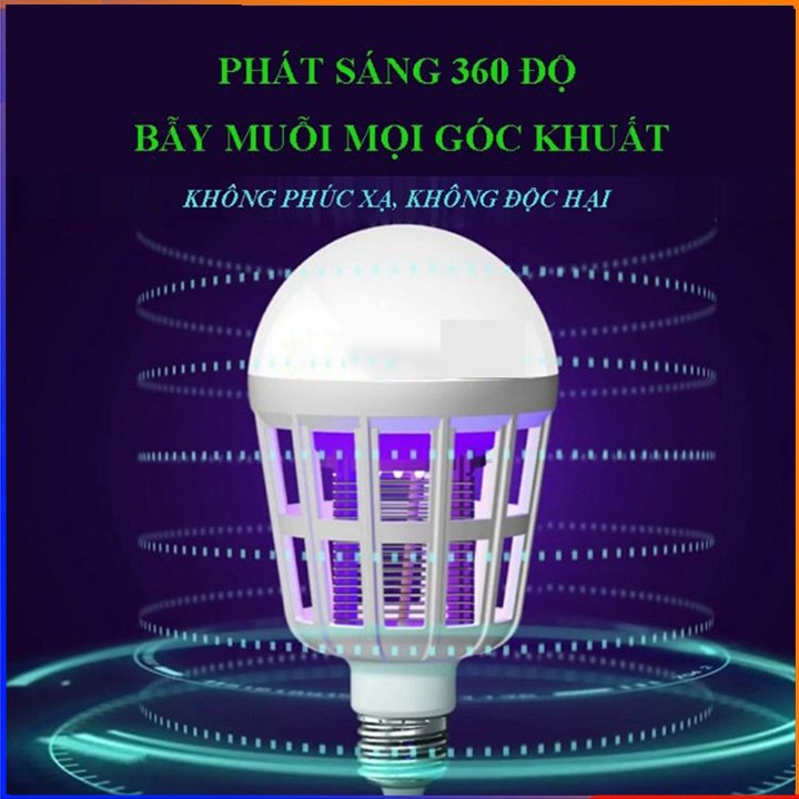 Đèn Bắt Muỗi Bóng Tròn Led 15W , Bóng đèn bắt muỗi thông minh